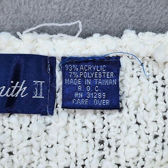 Vtg 90s Allison Smith Sweater Women’s 18W White Pink Nubby Knit Cottagecore Mom - Picture 11 of 12